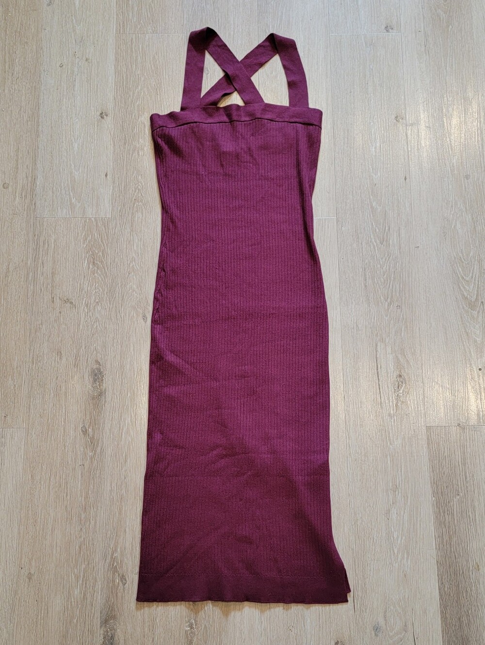 F21 red ribbed midi dress